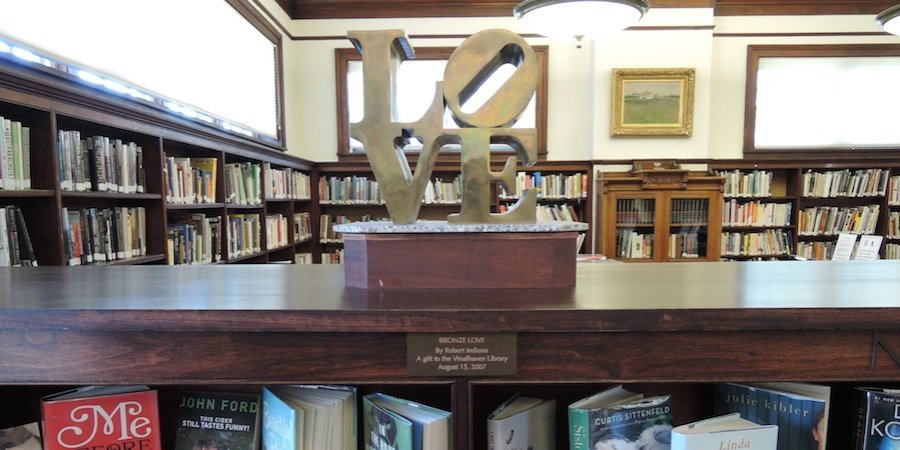 A "LOVE" sculpture in the town library © 2013 Morgan Art Foundation / Artists Rights Society (ARS), NY.