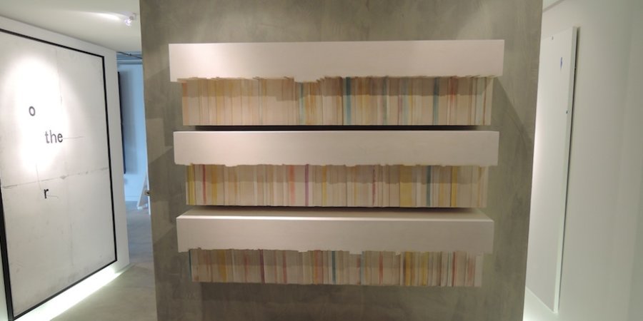 A Rachel Whiteread sculpture of a bookcase's inverse.