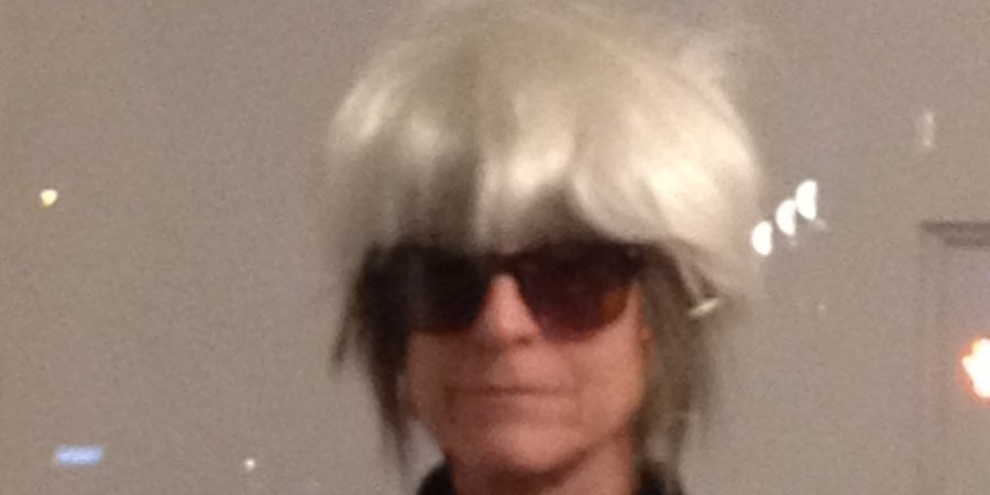 Art journalist Linda Yablonsky as Andy Warhol at AREA