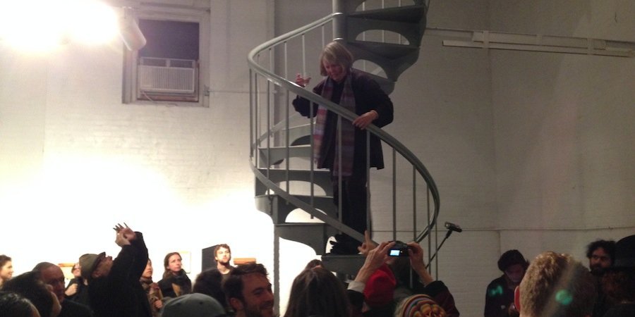 Alanna Heiss, the indispensable founder of both PS1 and the Clocktower Gallery, gave a funny, moving, and indomitable farewell speech to the site from a spiral staircase.  