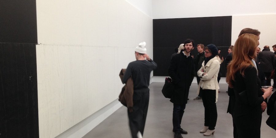 The Guyton show include enormous new digitally printed pieces that evoke artists like Richard Serra and Barnett Newman