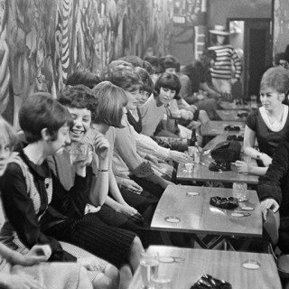 England. Liverpool. Youth at the Blue Angel beat club. 1964. art for sale