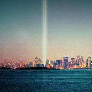 Tribute in Light Over Liberty Island art for sale