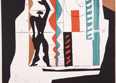 アート・デザイン・音楽 LE CORBUSIER DAS GRAPHISCHE WERK Le Corbusier Vintage Exhibition Poster 1949 /Japanese Poster