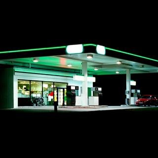 Petrol Station (green / black) art for sale