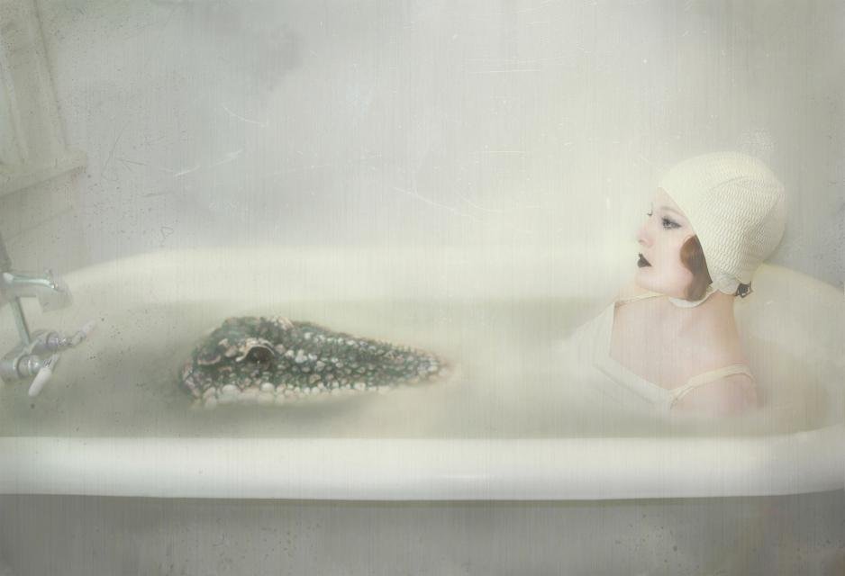 Rebecca Graham - Bathtime With Clara and The Domesticated Alligator, Photograph